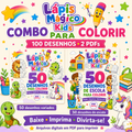 Lápis Mágico Kids — 100 Desenhos para Colorir | 50 Variados + 50 de Escola
