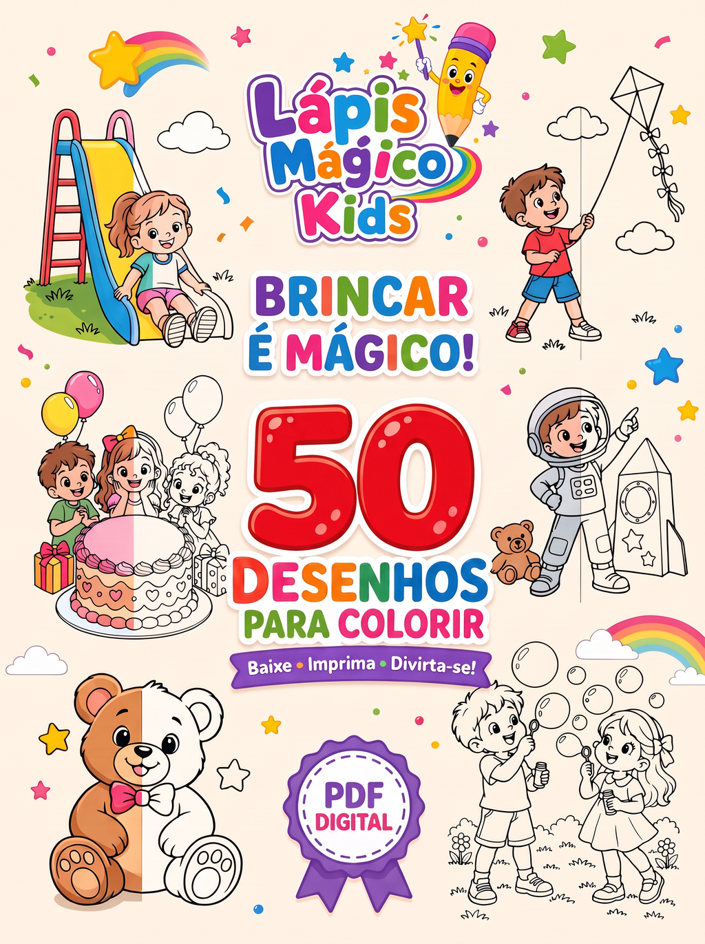 Brincar é Mágico — 50 desenhos para colorir