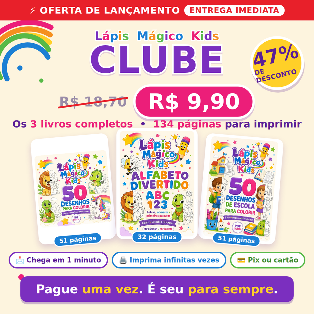 CLUBE Lápis Mágico — Todos os PDFs por R$ 9,90 | 134 páginas para imprimir