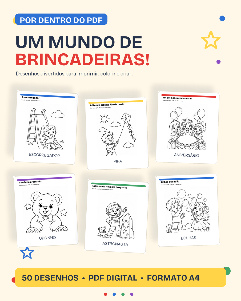 Brincar é Mágico — 50 desenhos para colorir